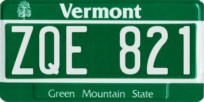 VT license plate ZQE821