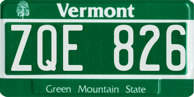 VT license plate ZQE826
