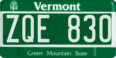 VT license plate ZQE830