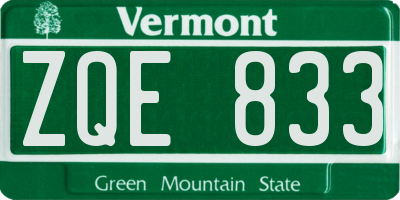 VT license plate ZQE833