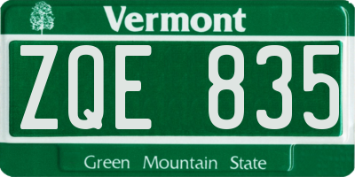 VT license plate ZQE835