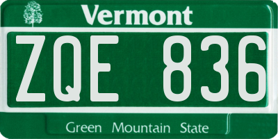 VT license plate ZQE836