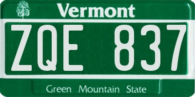 VT license plate ZQE837
