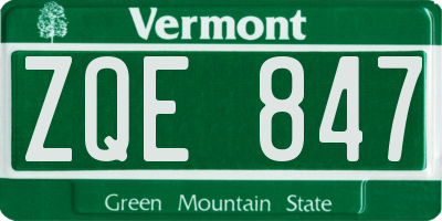VT license plate ZQE847
