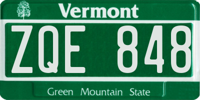 VT license plate ZQE848