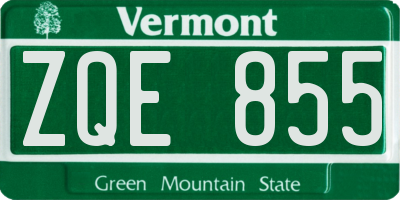 VT license plate ZQE855