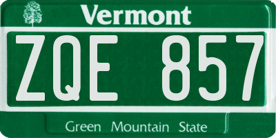 VT license plate ZQE857