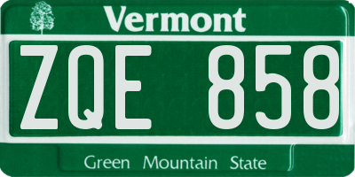 VT license plate ZQE858