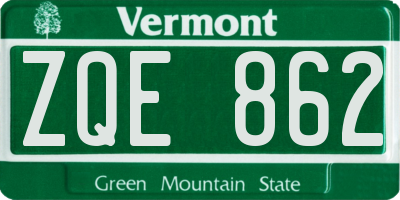 VT license plate ZQE862