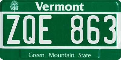 VT license plate ZQE863