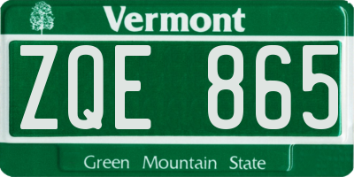 VT license plate ZQE865