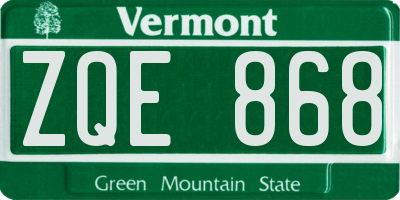 VT license plate ZQE868