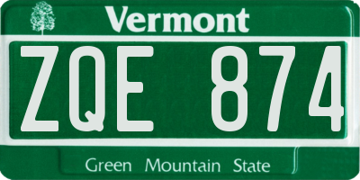 VT license plate ZQE874
