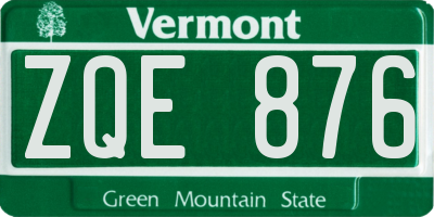 VT license plate ZQE876