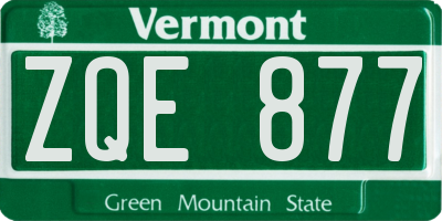 VT license plate ZQE877