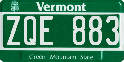 VT license plate ZQE883