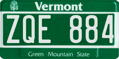 VT license plate ZQE884
