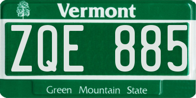 VT license plate ZQE885