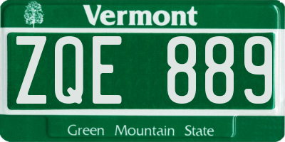 VT license plate ZQE889