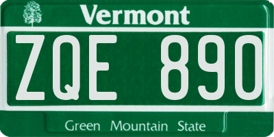 VT license plate ZQE890