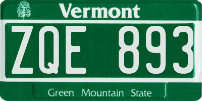 VT license plate ZQE893