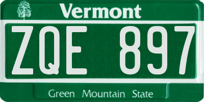 VT license plate ZQE897