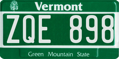 VT license plate ZQE898