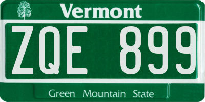 VT license plate ZQE899