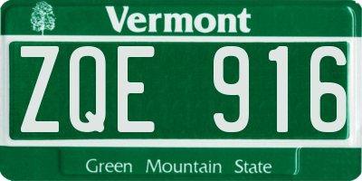 VT license plate ZQE916