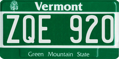 VT license plate ZQE920