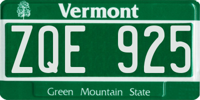 VT license plate ZQE925