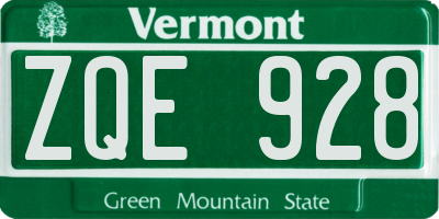 VT license plate ZQE928