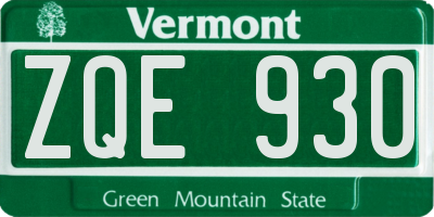 VT license plate ZQE930