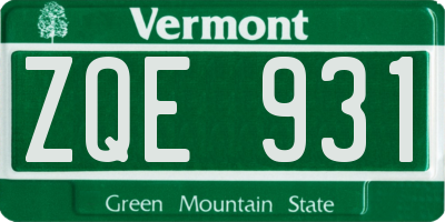 VT license plate ZQE931