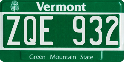 VT license plate ZQE932