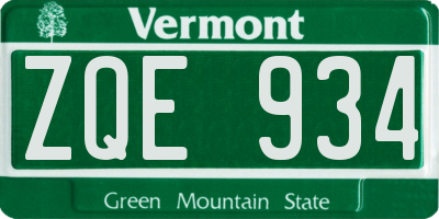 VT license plate ZQE934