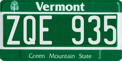 VT license plate ZQE935