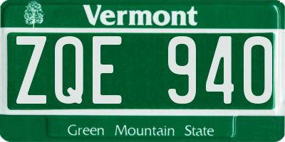 VT license plate ZQE940