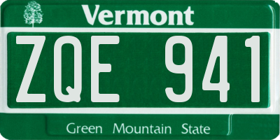 VT license plate ZQE941