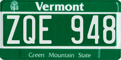 VT license plate ZQE948
