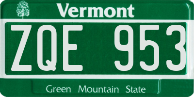 VT license plate ZQE953