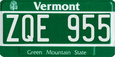 VT license plate ZQE955
