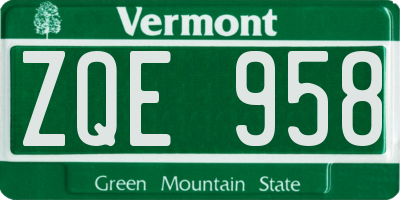 VT license plate ZQE958
