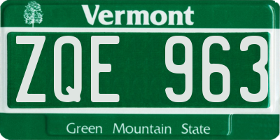 VT license plate ZQE963