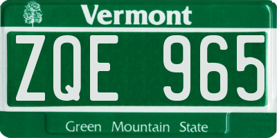 VT license plate ZQE965