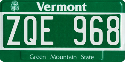 VT license plate ZQE968