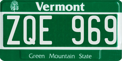 VT license plate ZQE969