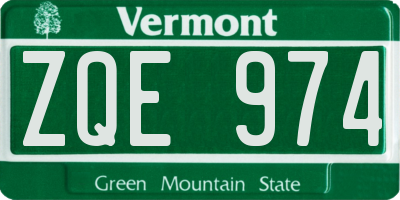 VT license plate ZQE974