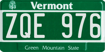 VT license plate ZQE976