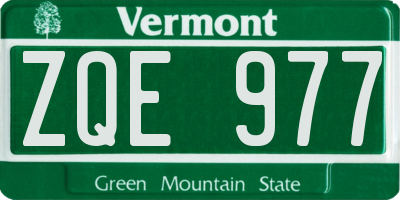 VT license plate ZQE977